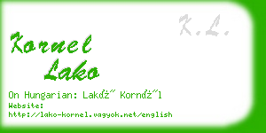 kornel lako business card